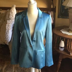 Loft Blue silk blend boyfriend blazer